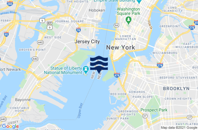 Mapa de mareas Statue of Liberty east of, United States