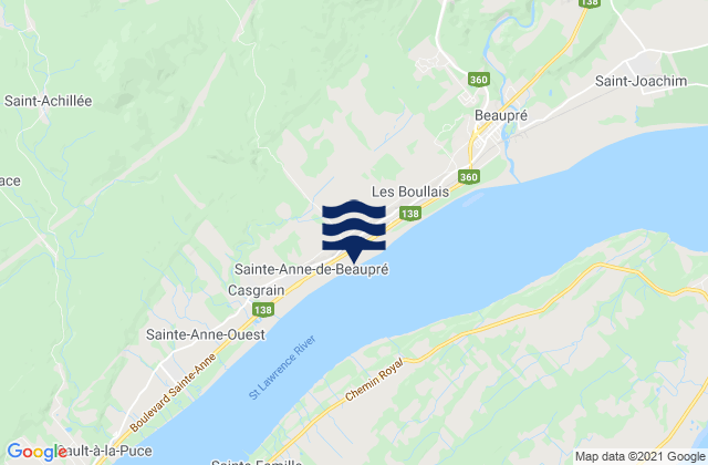 Mapa de mareas Ste-Anne-De-Beaupr, Canada