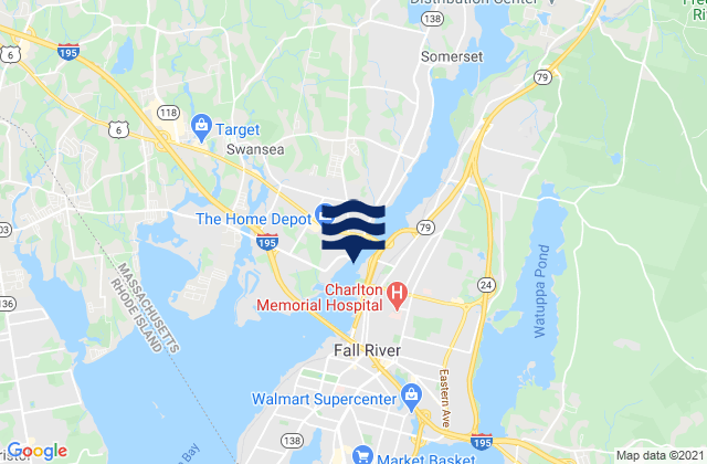 Mapa de mareas Steep Brook Taunton River, United States