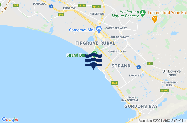 Mapa de mareas Strand, South Africa