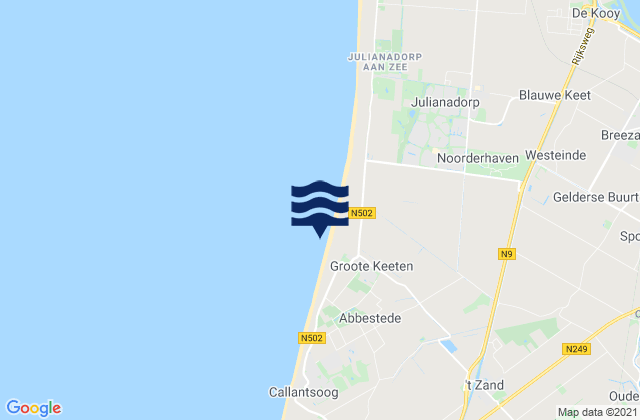 Mapa de mareas Strandslag Groote Keeten, Netherlands