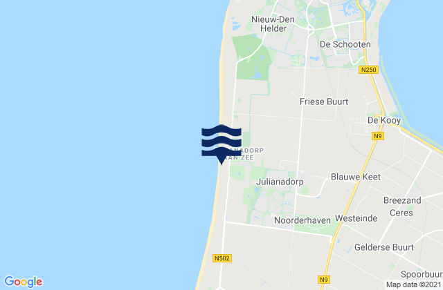 Mapa de mareas Strandslag Julianadorp, Netherlands