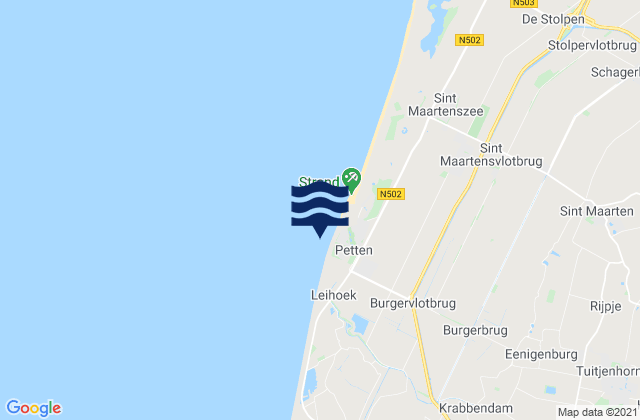 Mapa de mareas Strandslag Petten, Netherlands