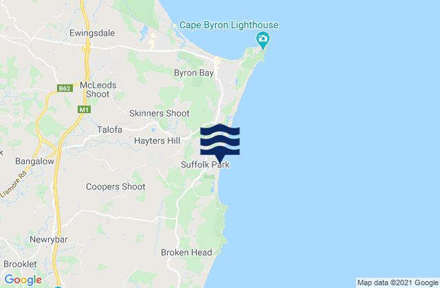 Mapa de mareas Suffolk Park, Australia
