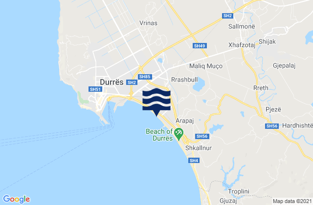 Mapa de mareas Sukth, Albania