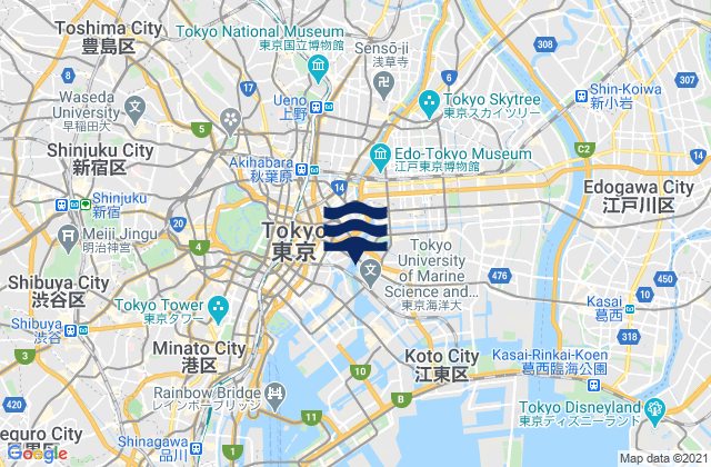 Mapa de mareas Sumida-ku, Japan