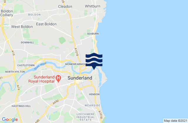 Mapa de mareas Sunderland, United Kingdom