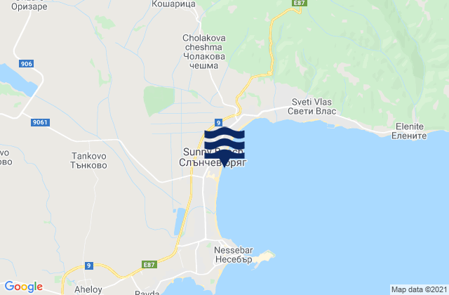 Mapa de mareas Sunny Beach, Bulgaria