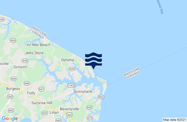 Mapa de mareas Sunnybank (Little Wicomico River), United States