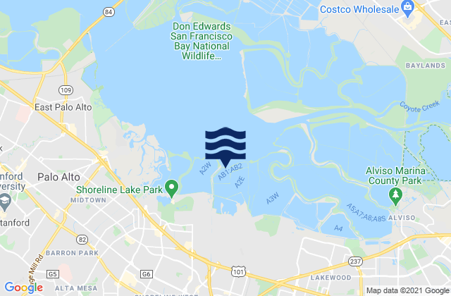 Mapa de mareas Sunnyvale, United States