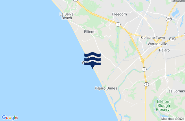 Mapa de mareas Sunset State Beach, United States