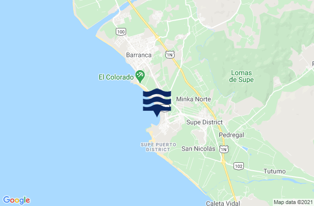 Mapa de mareas Supe Puerto, Peru