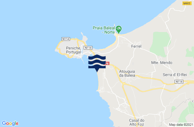 Mapa de mareas Supertubos, Portugal