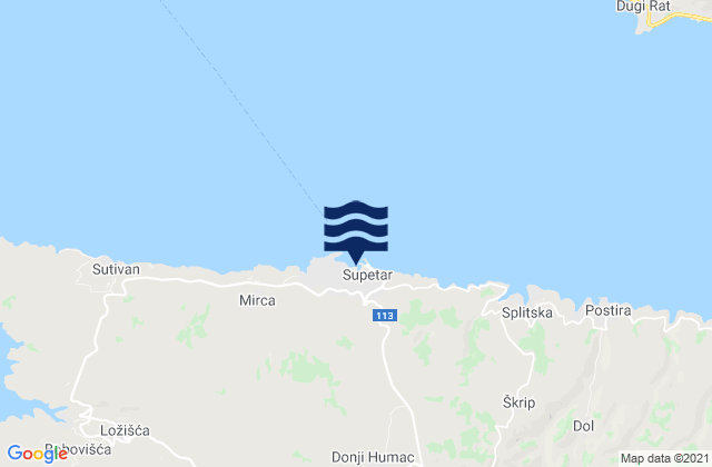 Mapa de mareas Supetar, Croatia