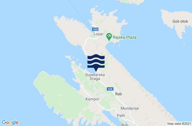 Mapa de mareas Supetarska Draga, Croatia
