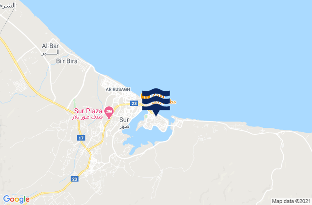 Mapa de mareas Sur, Oman