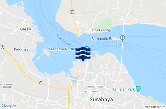 Mapa de mareas Surabaja (Surabaja Str), Indonesia
