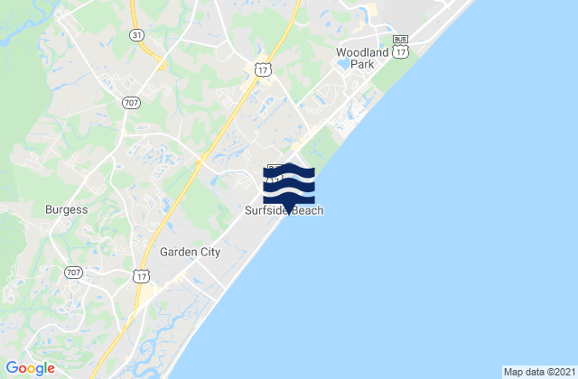 Mapa de mareas Surfside Beach, United States