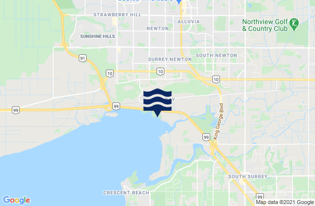 Mapa de mareas Surrey, Canada
