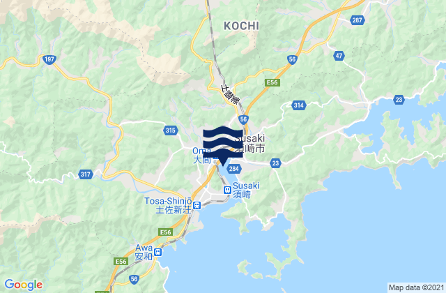 Mapa de mareas Susaki (Koti), Japan