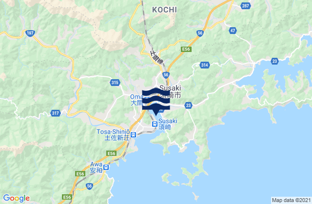 Mapa de mareas Susaki, Japan