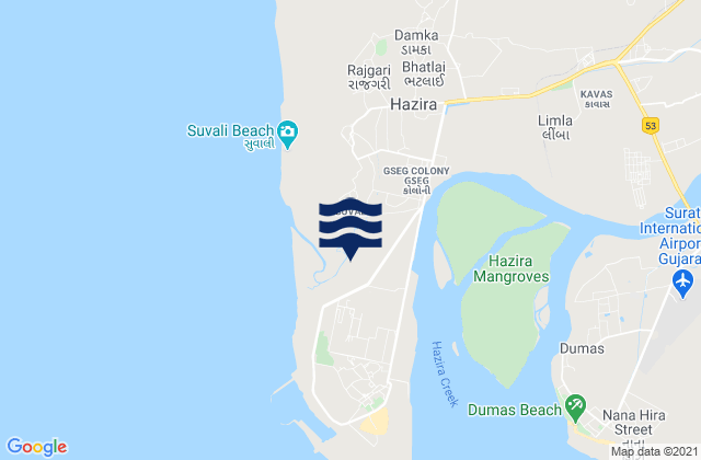 Mapa de mareas Suvali, India