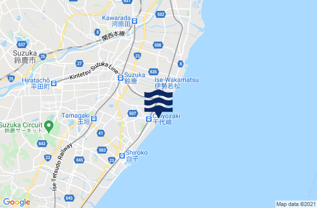 Mapa de mareas Suzuka, Japan