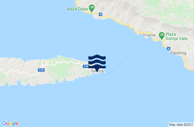 Mapa de mareas Sućuraj, Croatia