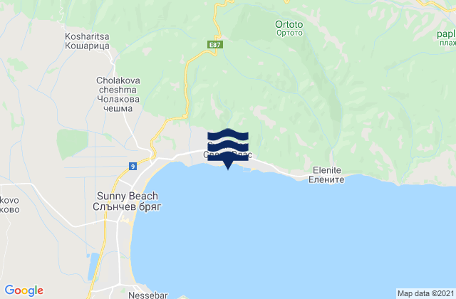 Mapa de mareas Sveti Vlas, Bulgaria