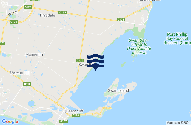 Mapa de mareas Swan Bay, Australia