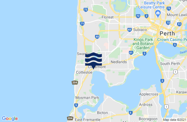Mapa de mareas Swanbourne, Australia