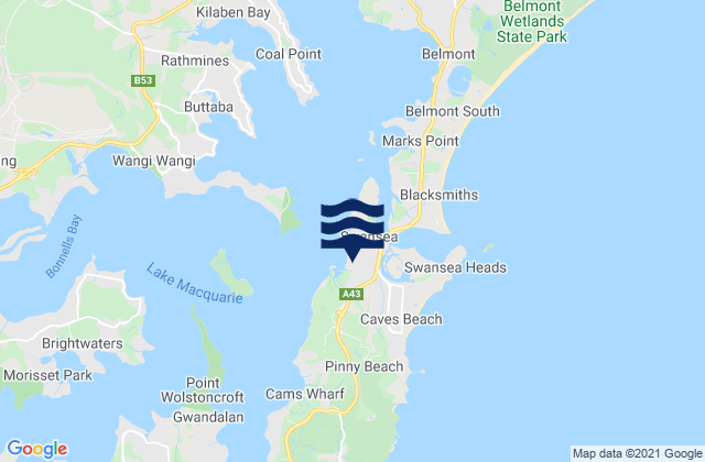 Mapa de mareas Swansea Beach, Australia