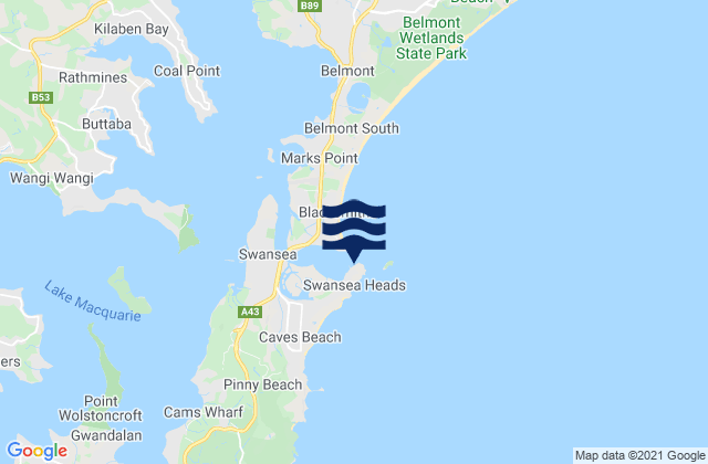 Mapa de mareas Swansea, Australia