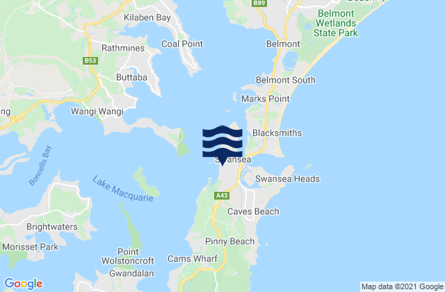 Mapa de mareas Swansea Point, Australia