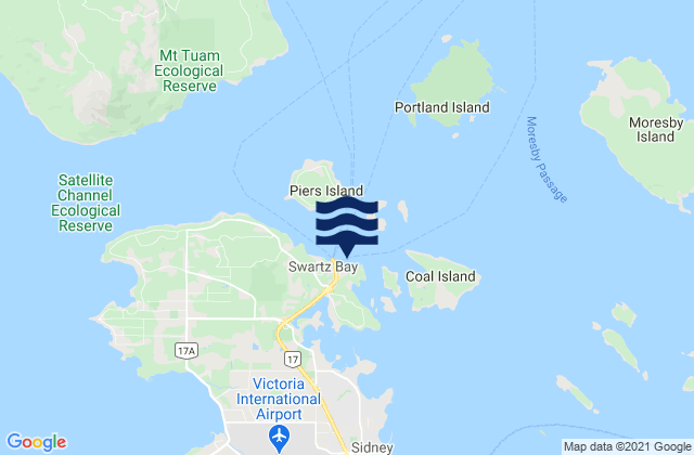 Mapa de mareas Swartz Bay, Canada