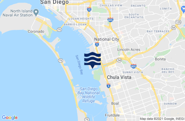 Mapa de mareas Sweetwater Channel San Diego Bay, United States