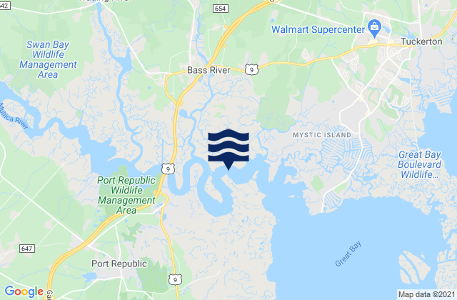 Mapa de mareas Sweetwater Mullica River Marina, United States