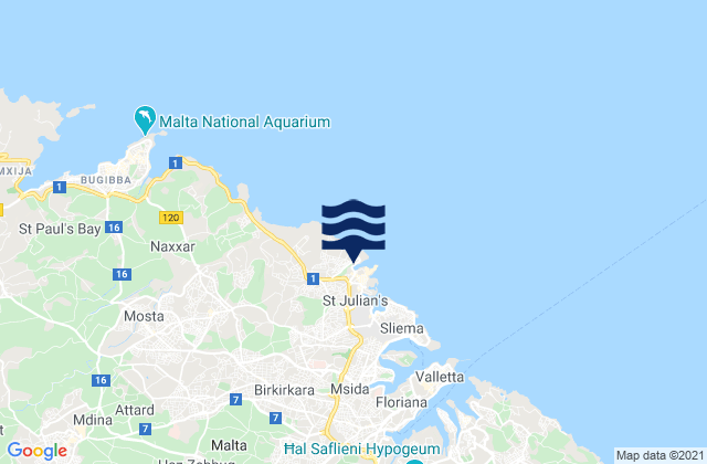 Mapa de mareas Swieqi, Malta