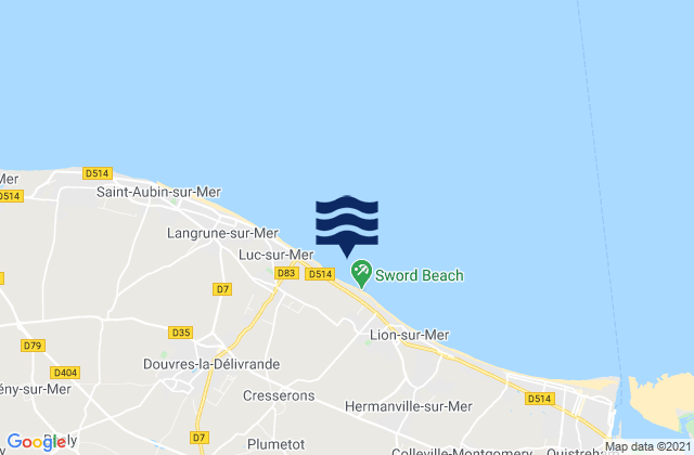 Mapa de mareas Sword Beach, France