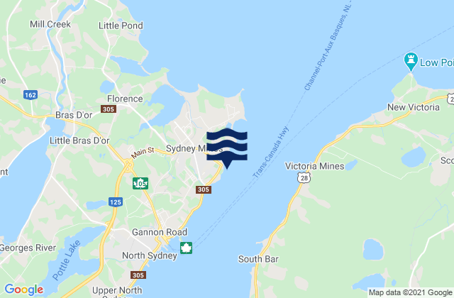 Mapa de mareas Sydney Mines, Canada