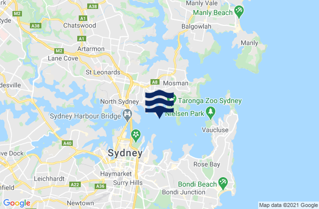 Mapa de mareas Sydney, Australia
