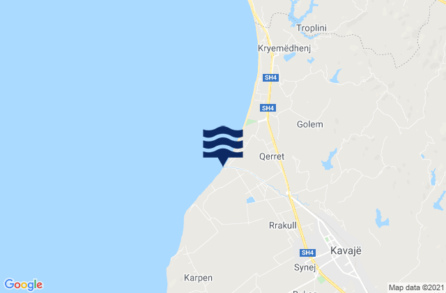 Mapa de mareas Synej, Albania