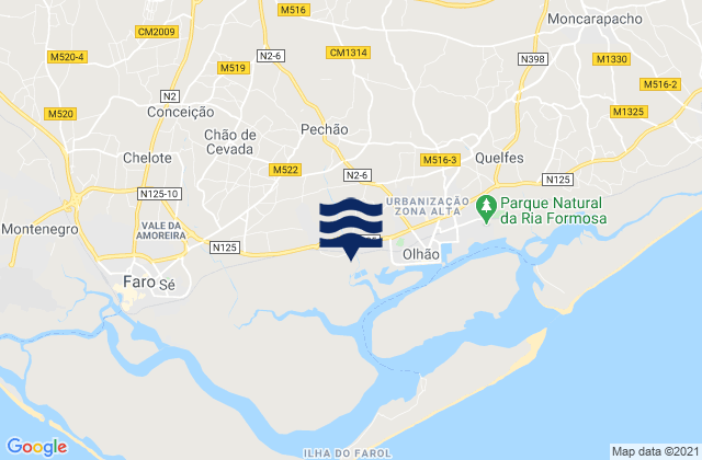 Mapa de mareas São Brás de Alportel, Portugal