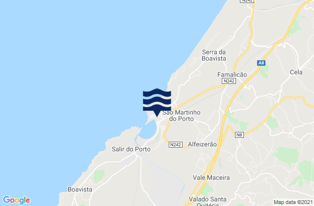 Mapa de mareas São Martinho do Porto, Portugal