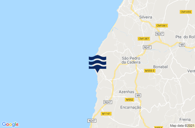 Mapa de mareas São Pedro da Cadeira, Portugal
