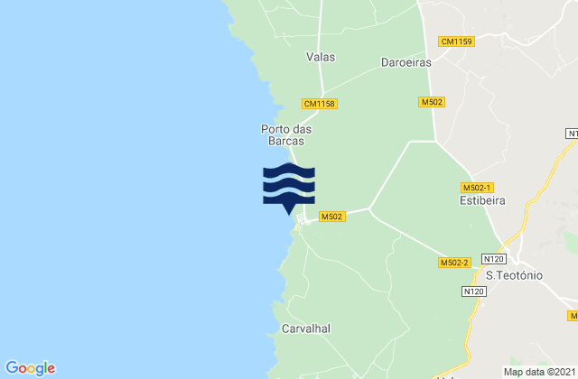 Mapa de mareas São Teotónio, Portugal