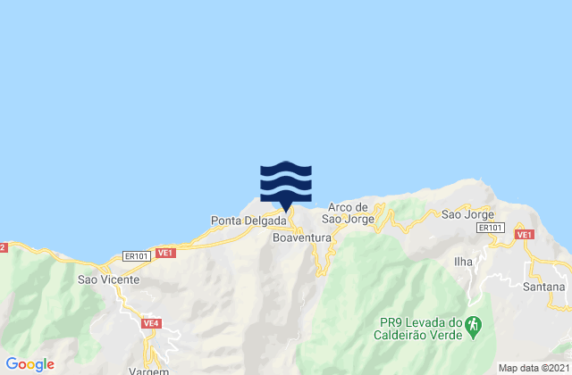 Mapa de mareas São Vicente, Portugal