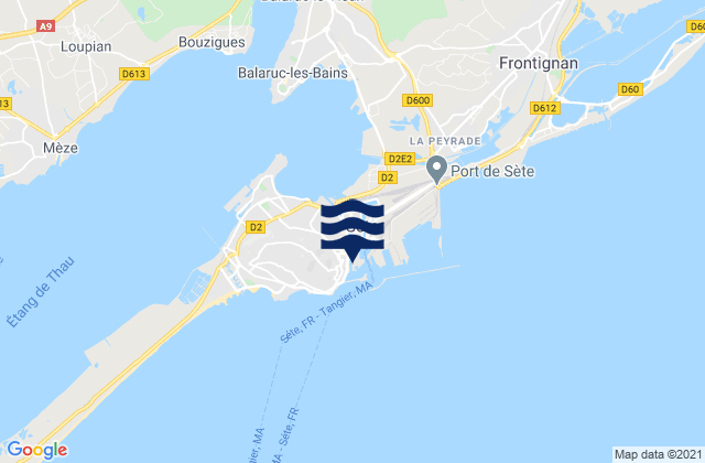 Mapa de mareas Sète, France