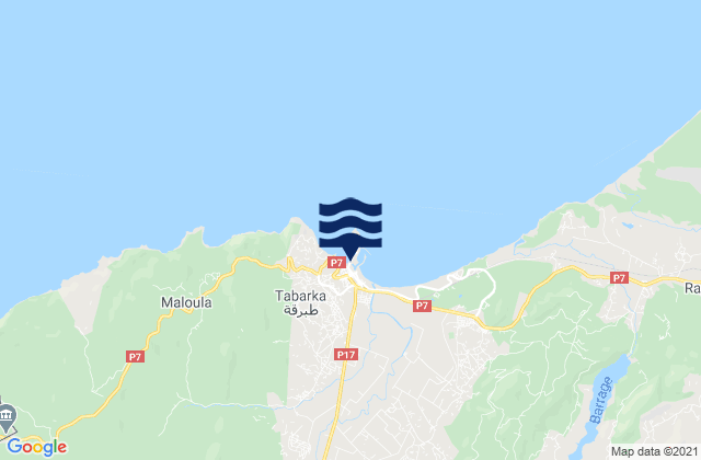 Mapa de mareas Tabarka, Tunisia