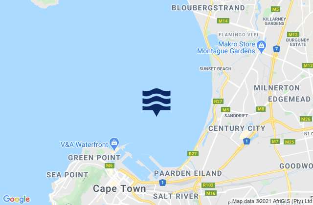 Mapa de mareas Table Bay, South Africa